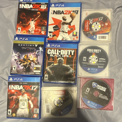 PS4 Game Lot w/ Cases: NBA 2K16 2K17 2K18 Destiny MLB The Show Black Ops 4