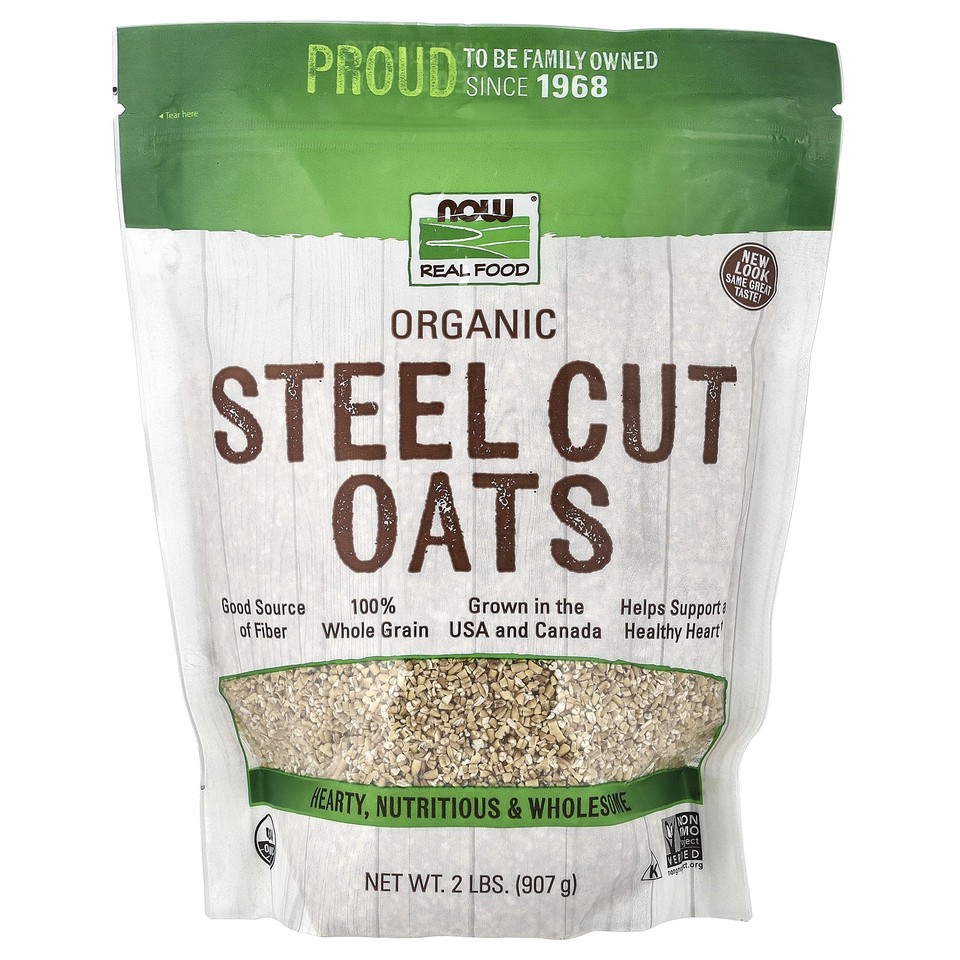 Now Foods Organic Steel Cut Oats 2 lbs 907 g Non-GMO, Organic, Vegan, Vegetarian