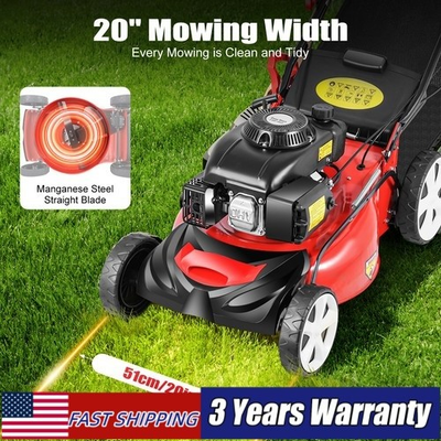 #ad Self Propelled Gas Powered Lawn Mower with Bagger with 4 Stroke Engine 20” 140CC $204.73