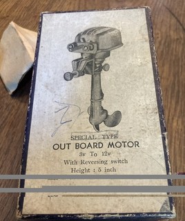 Motor fueraborda A1 vintage Sakai Seisakusho DC para barcos de juguete con caja