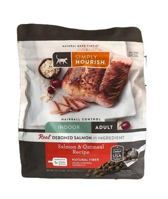 SIMPLY NOURISH Indoor Adult Cat Salmon & Oatmeal Recipe. 1 Count (Pack of 1) 