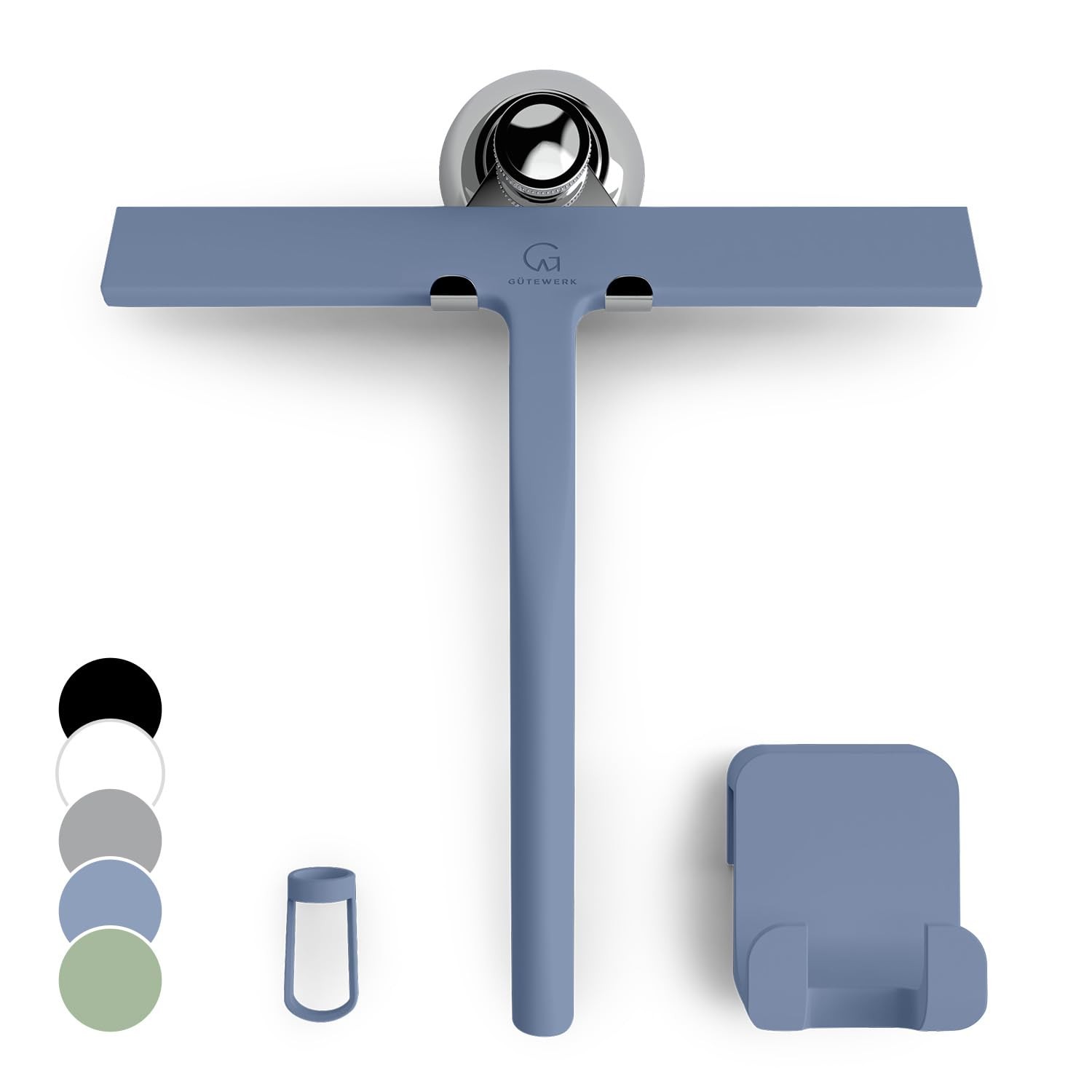 Shower Squeegee for Glass Doors - 9 Inch Silicone Window Cleaner - Blue