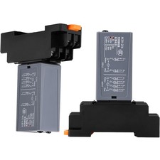 2Pcs Adjustable Digital Time Relay Cycle Time Delay Relay AC 220V with Base US