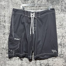 Vintage Billabong Board Shorts, Men's 38 Black Surf Embroidery, Y2K Beach