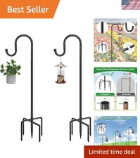 48 Inch Shepherds Hooks for Outdoor, Heavy Duty Bird Feeder Pole with 5 Prong...