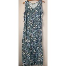 VTG TEDDI 90s Women Floral Maxi Dress Tropical Vacation Size M Boho Resort Retro