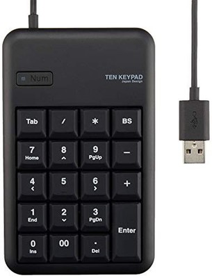 Elecom Wired 10-Key Board Small Membrane Heavy Duty USB Hub with TK - tcm014