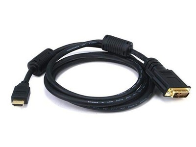 Monoprice HDMI to DVI-D Dual Link M1-D (P&D) Cable - 6 Feet, Black,Gold