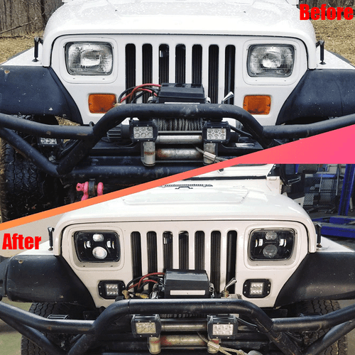 NEW 5X7" 7x6" LED Headlight For 1986-1995 Jeep Wrangler YJ 1984-2001 Cherokee XJ - Picture 7 of 18