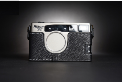 Real Leather Camera Half Case Protective Pouch + Hand Strap for