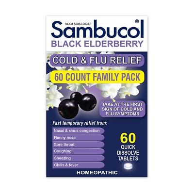 Sambucol Cold and Flu Relief Tablets - Homeopathic Cold Medicine, Nasal & Sin...