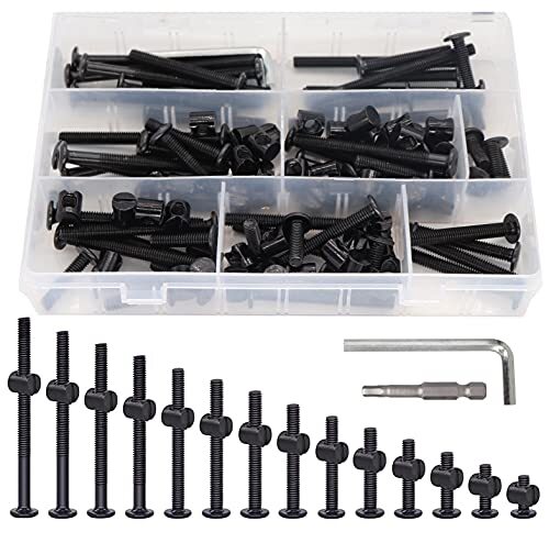 Barrel Nut 100-Piece Crib Screw Replacement Kit 1/4-20 Bolts S