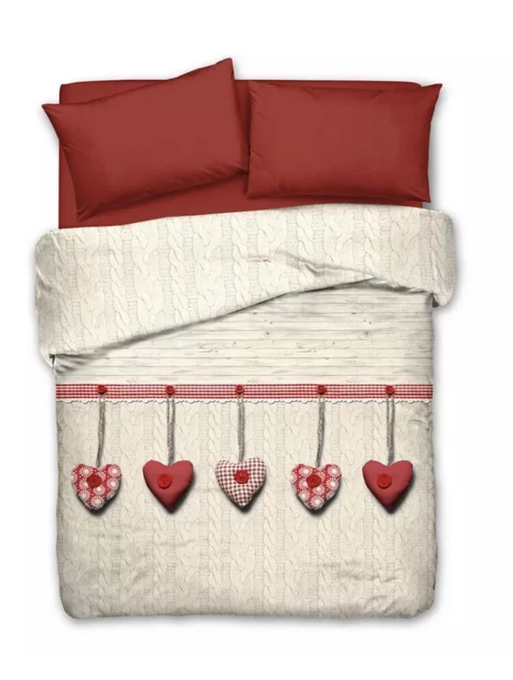 SAVOLTEX COPRILETTO ESTIVO CUORI ROSSO PENSIERI DELICATI SINGOLO PIQUET DI COTONE