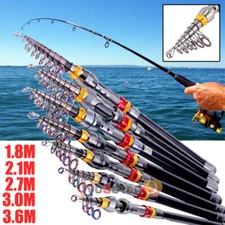 USA Telescopic Fishing Rod Pole Heavy Duty Carbon Fiber Sea Saltwater Freshwater