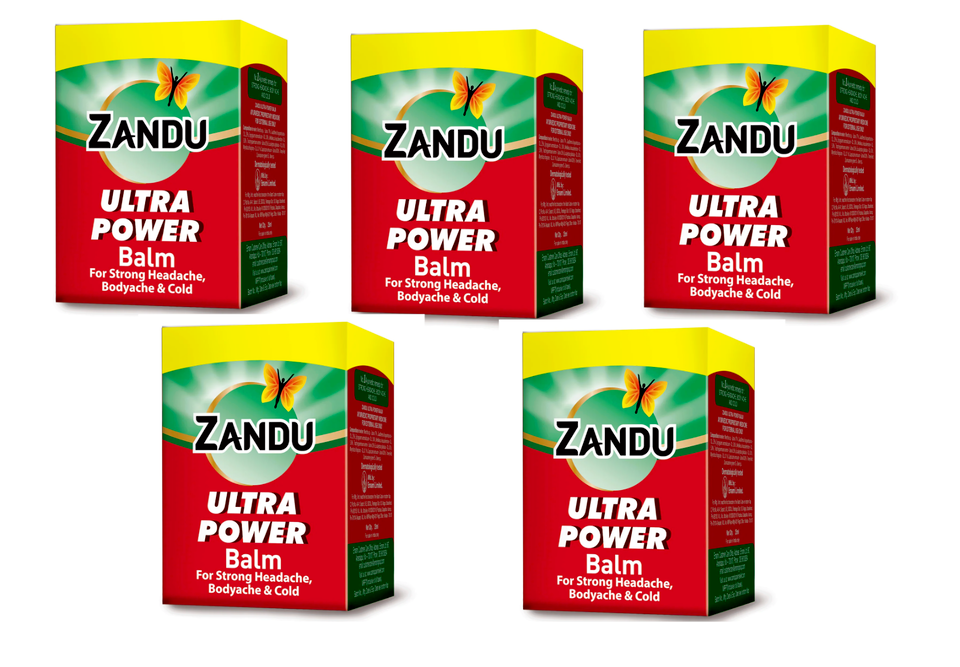 5 X 8 Ml Zandu Ultra Power Balm – Baume Ayurvédique Pour Maux De Tête Et Douleurs – Neuf