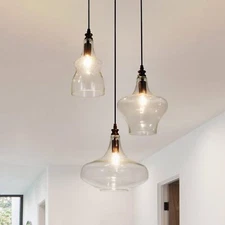 3-Lights Glass Pendant Light Modern Glass Globe Cluster Chandelier Lamp Fixtures
