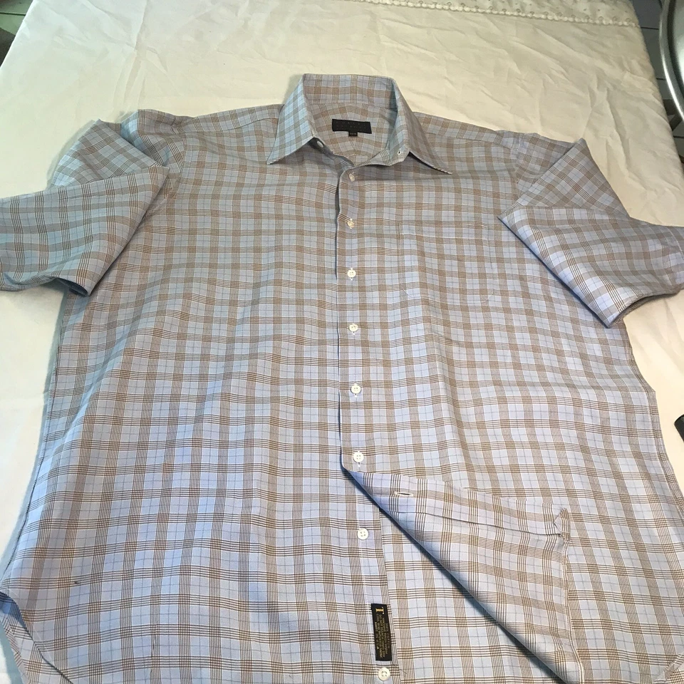 Camisa de vestir a cuadros para hombre Robert Talbott "Best In Class" talla 17-35 Foto 4 de 4