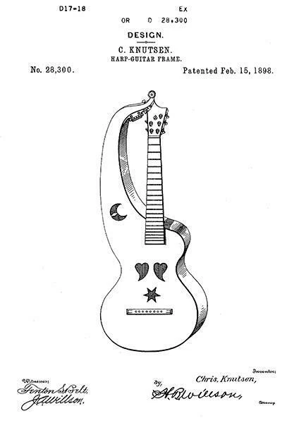 1898 Harp Guitar Frame C. Knutsen Patent Art Magnet eBay