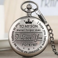 Engraved Pocket Quartz Watch Watch Chain Watches Men Boy Gift Present To My Son