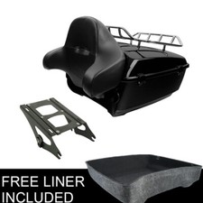 King Trunk Rack Backrest Black W2-up Mount Fit For Harley Street Glide 14 King Trunk Rack Backrest Black W2-up Mount Fit For Harley Street Glide 14