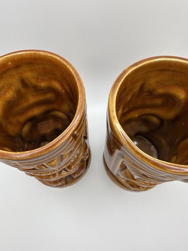 Pair Of Tiki Leilani Hawaiian Mugs Glasses 5 inch NB3 - Picture 6 of 7