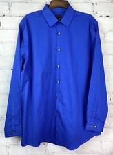JF J Ferrar Mens Blue Dress Shirt Long Sleeve Large 16-16 1/2 34-35 Button
