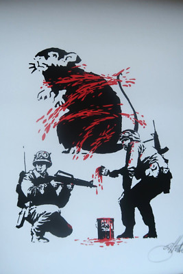 Jeff Gillette BLEK LE RAT Banksy Soldiers Art in Action 61/100 Handsigniert COA