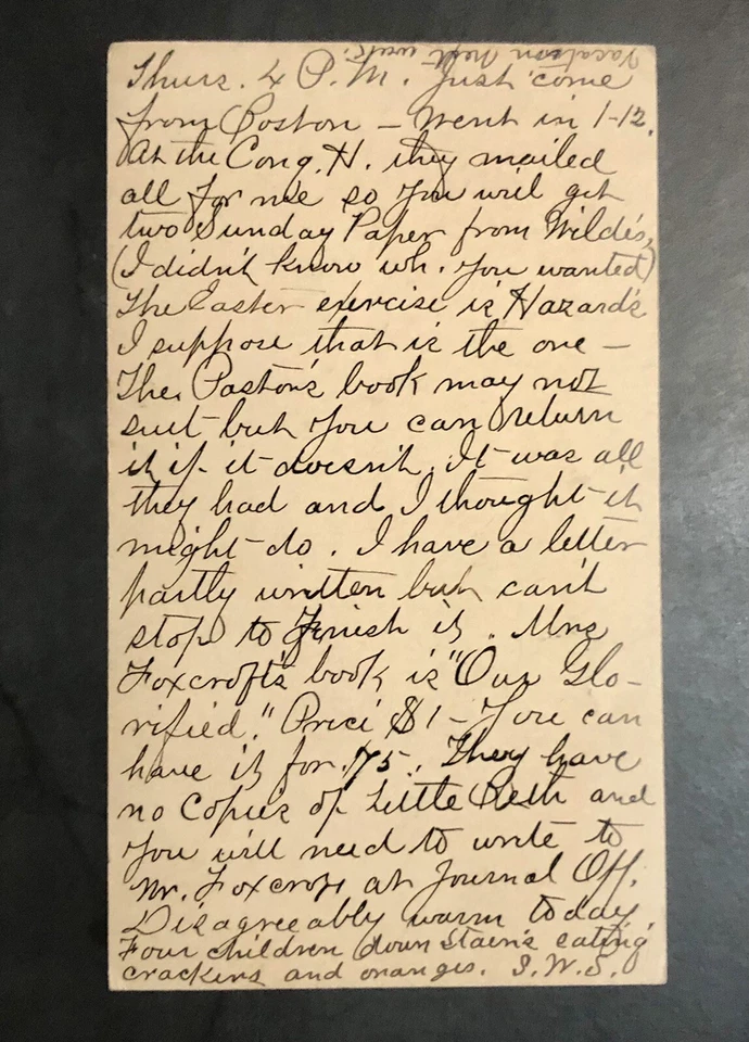 Antique 1890-US Stamped Postal Card UX8-RARE PURPLE Chelsea, Vermont Cancel - Image 4 of 4