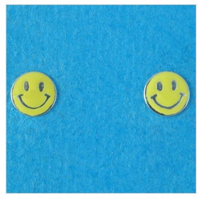Sterling Silber 925 Happy Face Emoji Ohrstecker