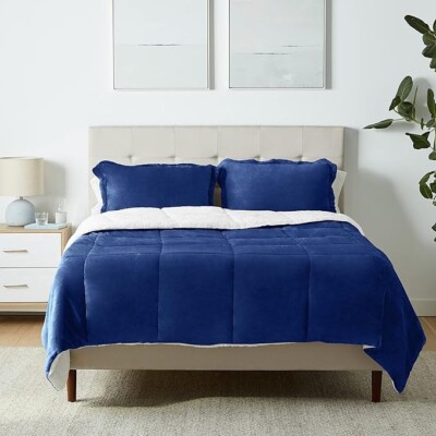 Amazon Basics Micromink Sherpa Bettdecke Bettwäsche Set. Ultra Soft Full Queen Size