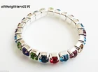 Stunning 1 Row Multi-Coloured Crystal Stretchy Ring Silver Plated 1XRing