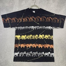 Vintage XL Single Stitch Murina Safari All Over Print Puffy Paint MADE IN USA