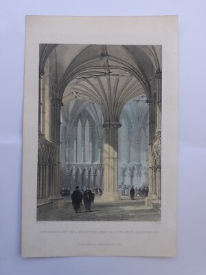 Handstich koloriert Lincoln Cathedral Innenraum 1836