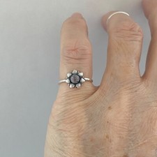 Sterling Silver Small Sunflower Ring, Flower Silver Ring, Minimalist Rings