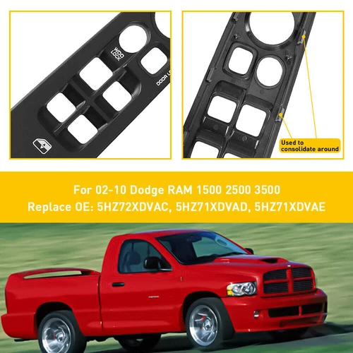 MASTER POWER WINDOW SWITCH FOR 2002 - 2010 DODGE RAM 1500 2500 TRUCK 56049805AB - Picture 3 of 9