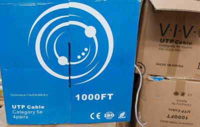 VIVO UTP Cable Cat-5e 1000ft Gray LAN Ethernet Network CABLE-V001 Indoor 24 AWG