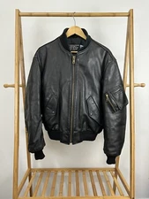 VTG Schott MA-1 1949 Dark Brown Leather Bomber Jacket Size 44 USA