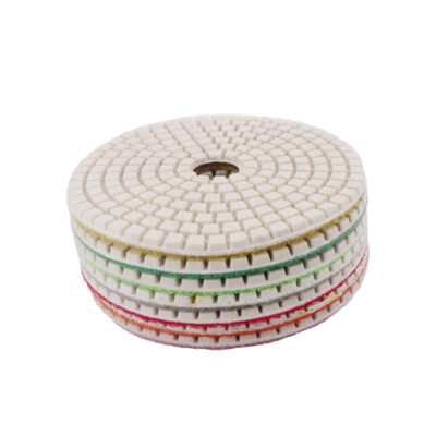 Diamond Wet Polishing Pad Set, ZFE 5-Inch Pads for Granite Stone Concrete Marble Floor Sander or Polisher with Velcro Holder Pads for Wet Polishers