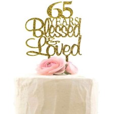 60 Years Blessed  Loved Cake Topper 60th Birthday Wedding Anniversary Party Dec