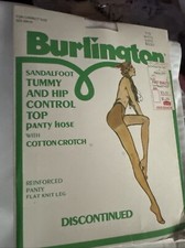 Vintage Burlington Sheer Pantyhose Size Long White Sandalfoot 719 NOS