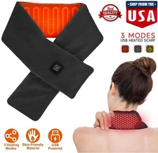Winter USB Electric Heated Scarf Heating Pad Neck Warmer Heater Wrap Gift USA