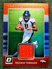 2017 Panini Donruss Optic Carlos Henderson Rookie RC Threads Jersey Relic Card . rookie card picture