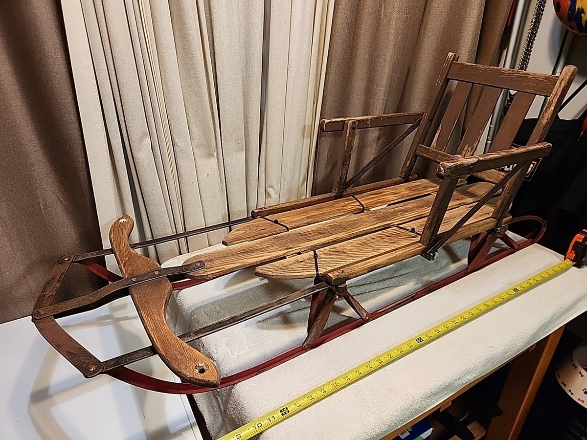 Vintage Radio Flyer Flexible Flyer Sled With Seat Back. Very Rare