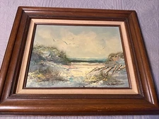 S. WEATHERMAN ORIGINAL OIL PAINTING SIGNED/ FRAMED SEASIDE WITH COA 24" X 18"