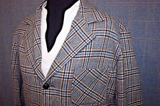 PENDLETON Brown & Blue Checkered Plaid Blazer SZ S 100% Virgin Wool Made in USA