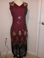 Babeyon Sequin Beaded Fringed Flapper Cocktail Stage Sz XS