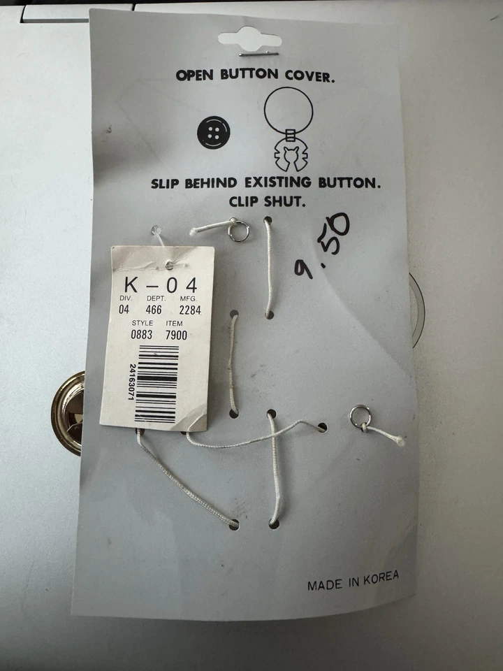 Vintage Button Covers Faux Pearl with Gold Tone Metal Set Of 4 by Infinity - Image 4 of 4