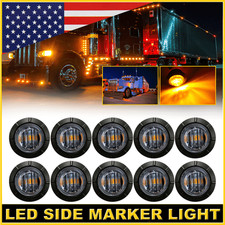 For 12V Trailer/Truck Amber LED Side Marker Light Smoked Round Bullet