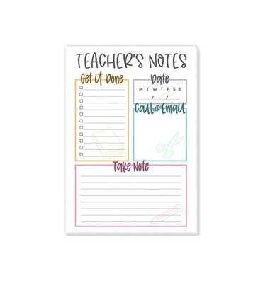 Tiny Expressions Teacher Notepad - To Do List 5.5'' x 8.5'', Multicolor