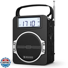 JEUJUG Radio Portable AM FM Digital Radios Clock Radio with Bluetooth 5 Watts